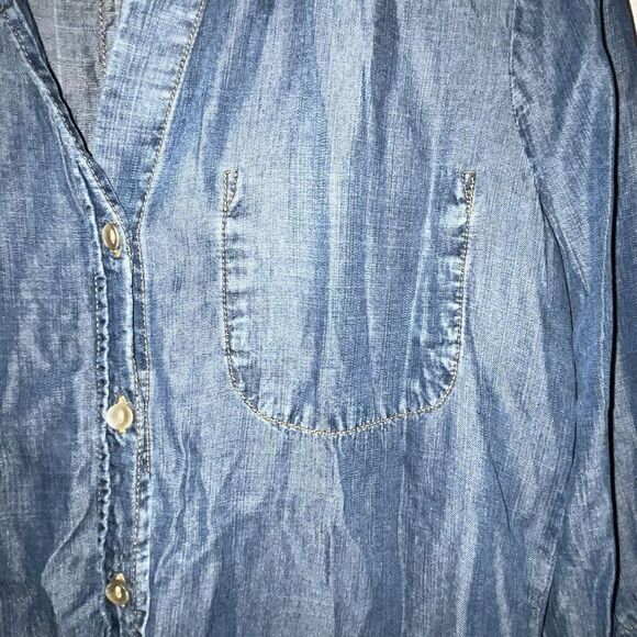 Cloth & Stone Button Shirt Wmns S Chambray Inside Pocket Unique Casual - Picture 2 of 9